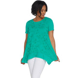 LOGO by Lori Goldstein Women's Cotton Slub Top with Embroidery Details