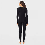 Warm Essentials by Cuddl Duds Women's Textured Fleece Thermal V-Neck Top
