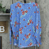 Denim & Co. Women's Floral Stretch Woven Lace Trim Y-Neck Blouse