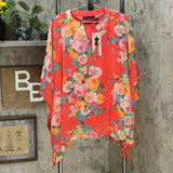 Nina Leonard Women's Printed Chiffon Kimono Tunic With Tank Top