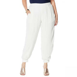 Curations Women's Plus Size Gauze Jogger Pants with Slash Pockets