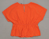 Prologue Women's Short Sleeve Pleated Waist Blouse Shirt Top