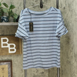 DG2 by Diane Gilman Women's Striped Ruffle Sleeve T-Shirt