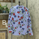 Lauren by Ralph Lauren Women's Pinstripe Floral Cotton Sateen Shirt