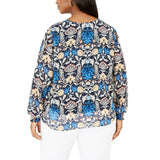 INC International Concepts Women's Plus Size Button Up Floral-Print Top