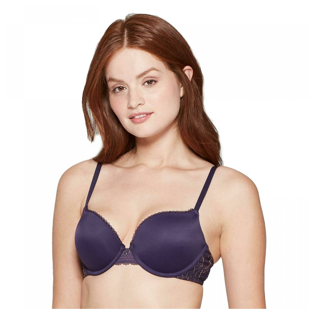 AUDEN the Radiant Plunge Coverage Push-Up Bra Olive 32A Lace