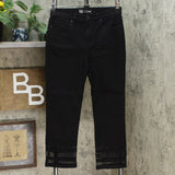 DG2 by Diane Gilman Classic Stretch Crochet Hem Cropped Jeans Black 8