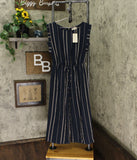 Universal Thread Women's Sleeveless Crew Neck Striped Wide Leg Jumpsuit