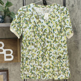 LOGO by Lori Goldstein Women's Printed Cotton Modal Knit Top with Sleeve Detail