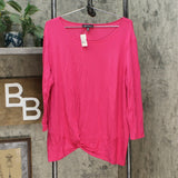 Slinky Brand Women's Plus Size 2 Pack 3/4-Sleeve Twist Front Tunic Tops