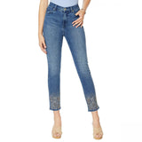DG2 by Diane Gilman Women's Petite Snake Embellished Skinny Ankle Jeans