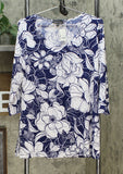 Slinky Brand Women's Border Print Long Tunic And Skinny Pant Set