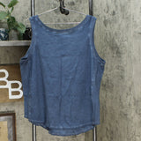 DG2 by Diane Gilman Women's Embroidered Star Tank Navy Blue Plus 1X