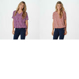Belle by Kim Gravel Women's TripleLuxe Knit Faux Wrap Top Tassles