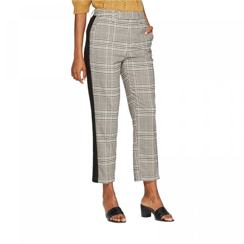 Who What Wear Women's Plaid Mid-Rise Straight Cropped Trouser Pants