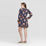 Xhilaration Women's Floral Print Long Sleeve Button Front Mini Dress