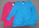 Slinky Brand Women's Plus Size 2 Pack 3/4-Sleeve Twist Front Tunic Tops