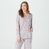 Attitudes by Renee Como Jersey Button Front Pajama Top Flamingo Large