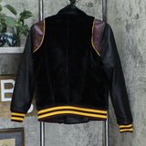 William Rast Women's Noelie Mixed-Media Varsity Jacket Black Small