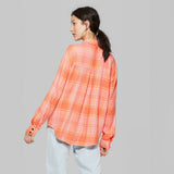 Wild Fable Women's Plaid Long Sleeve Button-Down Flannel Shirt