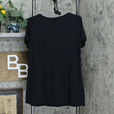 AnyBody Women's Seamed Short Sleeve Peplum Tunic Top Black Medium