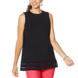 DG2 by Diane Gilman Women's Crochet Trim Tank Top Black Plus 1X