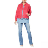 DG2 by Diane Gilman Women's Fringed Star Denim Jean Jacket