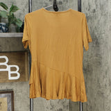 DG2 by Diane Gilman Sustainable Bamboo Crossover Peplum Top Camel Small