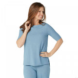 Cuddl Duds Plus Size Wide Rib Elbow Sleeve Tunic Top