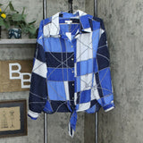 Charter Club Plus Size Nautical Roll Tab Button Tie Front Blouse