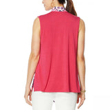 DG2 by Diane Gilman Women's Colorblocked Print and Solid Tank Top With Scarf