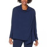 DG2 by Diane Gilman Women's Knit Drape Front Easy Jacket Navy Plus 3X