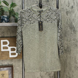 NWT DG2 By Diane Gilman Womens Acid-Wash Tee With Lace Sleeves. 703136 Small