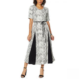 Nina Leonard Women's Plus Size Nicole Belted Midi Dress With Godet Detail