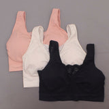 Rhonda Shear 3 Pack Cotton Blend Ahh Bras With Lace Inset Pink Multi 1X