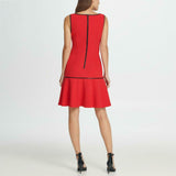 DKNY Women's Piped Flounce Hem Sheath Dress Scarlet Red 10