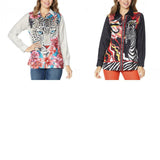 DG2 by Diane Gilman Women's Satin Woven Long Sleeve Blouse