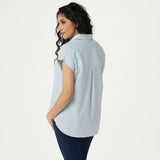 NWT LOGO By Lori Goldstein Woven Button Down Blouse. A352018 X-Large