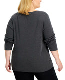 Karen Scott Plus Size Embellished Long Sleeve Christmas Knit Top