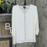 JM Collection Women's Jeweled V-Neck Tiered Hem Blouse