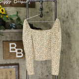 Wild Fable Women's Floral Print Long Sleeve Square Neck Blouse