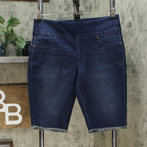 DG2 by Diane Gilman Pull On Bermuda Shorts Indigo Petite Large