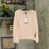 Who What Wear Women's Crew Neck Smocked Waist Knit Sweatshirt