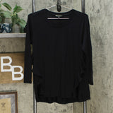 DG2 by Diane Gilman Women's Ruffled Knit Hi Low Hem Top Black Small
