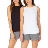Jane and Bleecker Bleecker Women's 2 Pack Lounge Tank Tops Black / White Medium