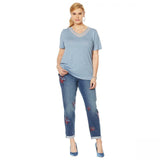 DG2 by Diane Gilman Women's Short-Sleeve Mesh Inset V-Neck T-Shirt