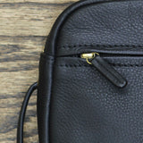 Tula England Small Zip Grainy Leather Crossbody Bag Black
