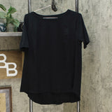 AnyBody Women's Cozy Knit Short-Sleeve Swing Top Black Small