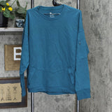 All in Motion Womens French Terry Modern Crewneck Sweatshirt Teal Blue XXL