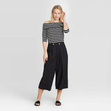 Who What Wear Women's High Rise Wide Leg Front Pleat Cropped Pants